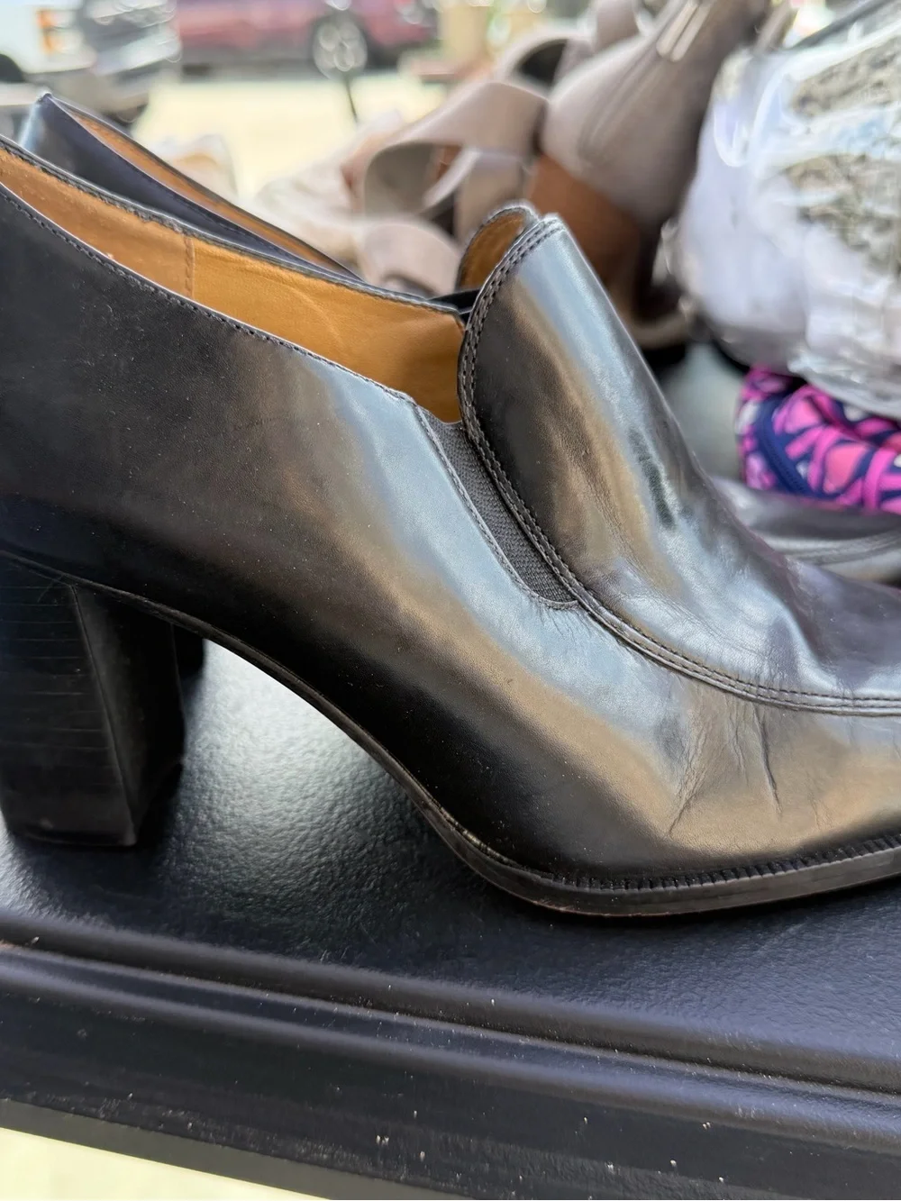 Woman’s Black Leather Slip-On Dress Shoes
